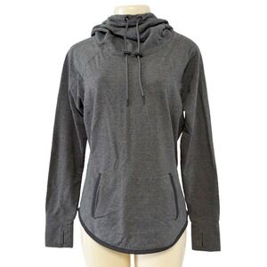 Athleta Gray Pullover Hooded Lightweight‎ Sweatshirt Pockets Sportcore S66141 M